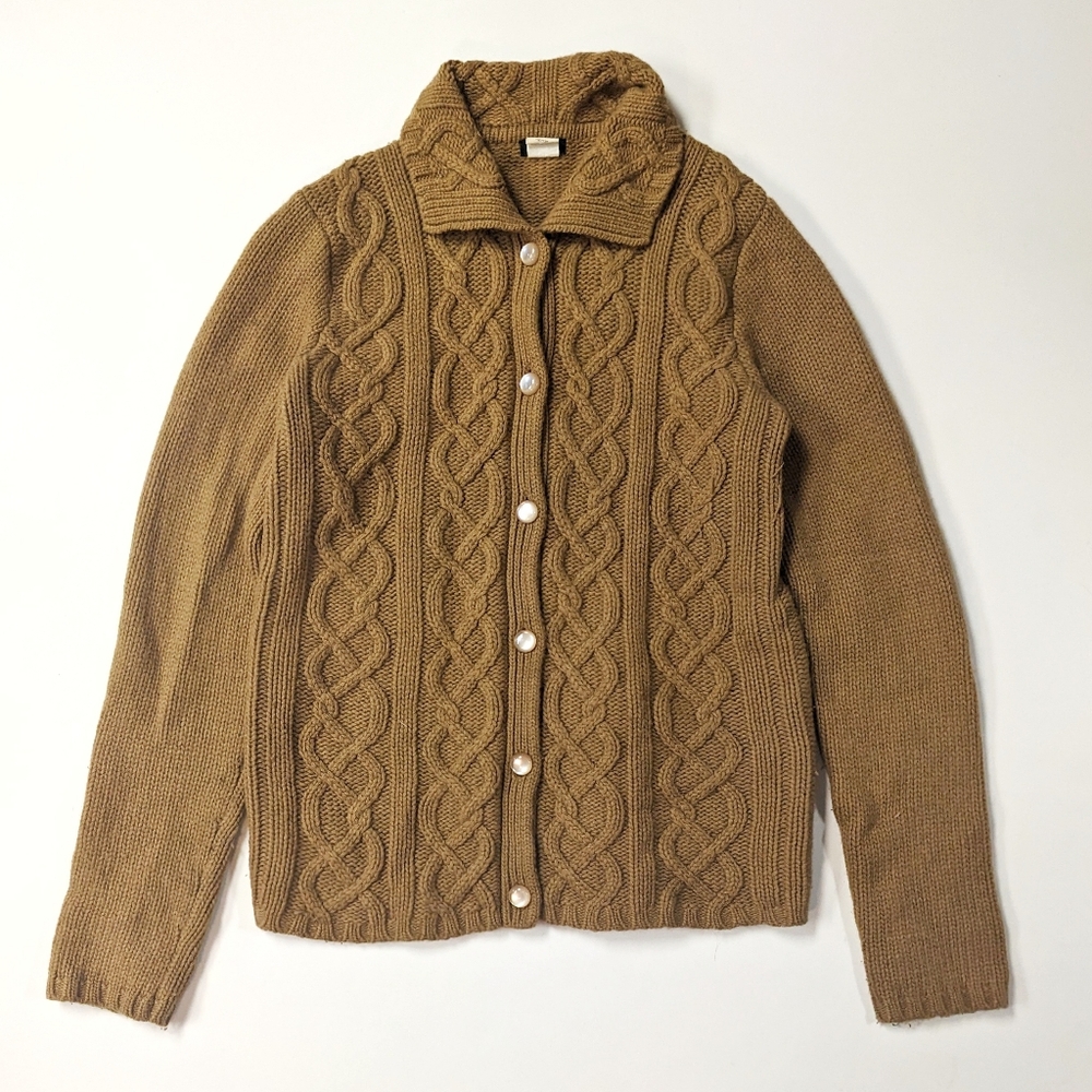J. Crew Brown Wool Cable Knit Sweater